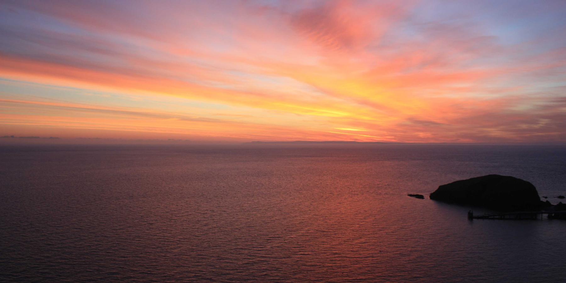 Dark sea and sky at nightfall